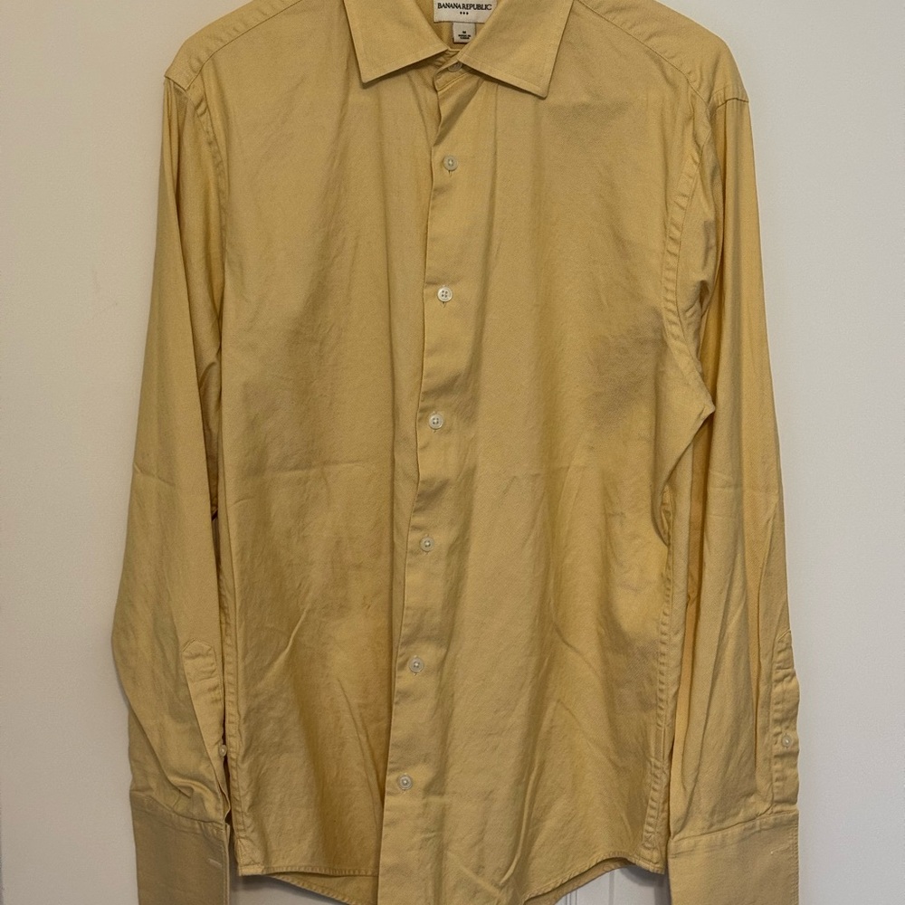 Banana Republic Yellow Collared Oxford French Cuff Shirt
